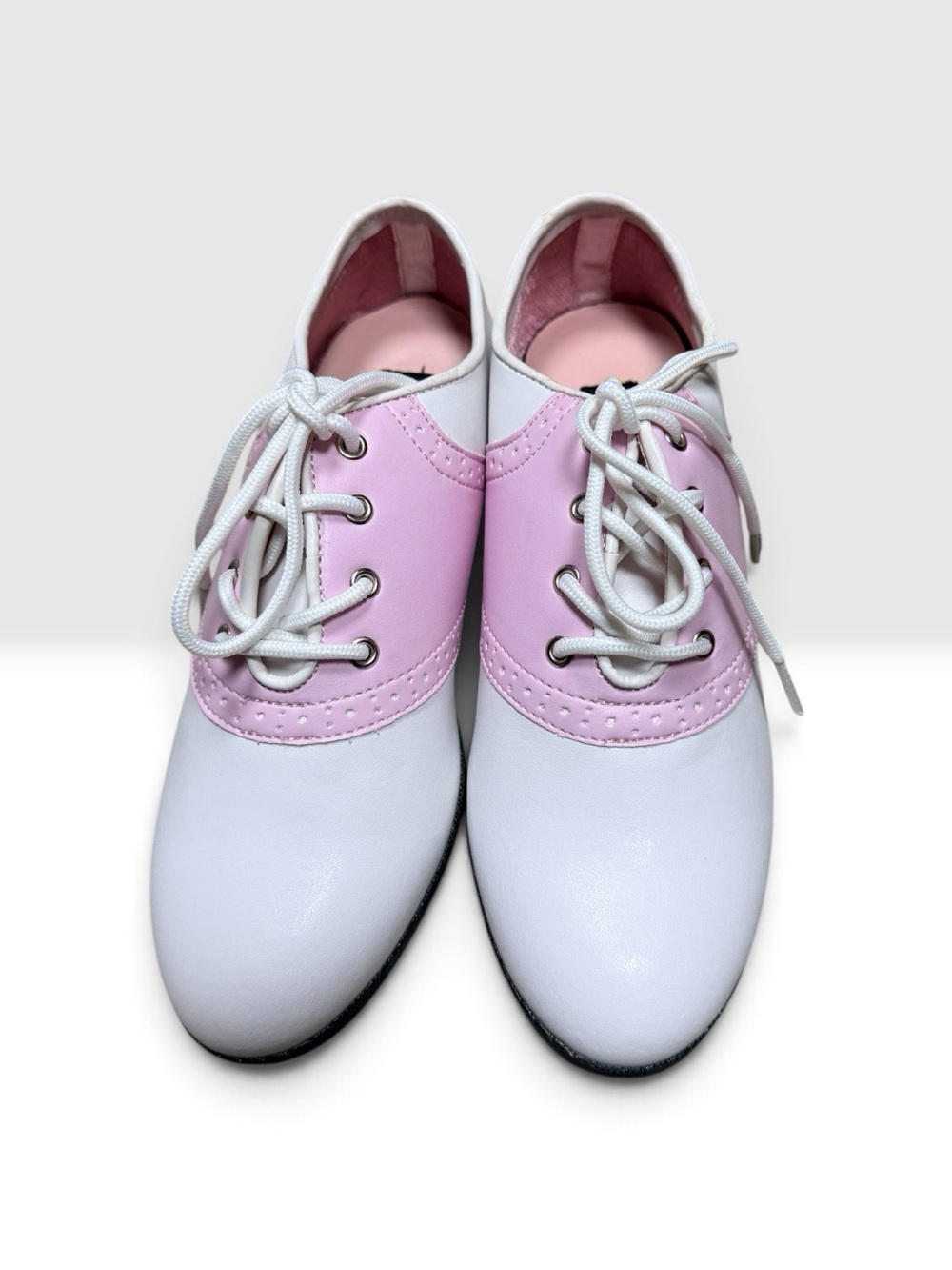 Funtasma Pink and White Lace-Up Saddle Flats